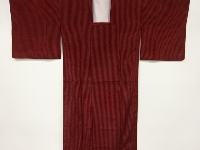 リサイクル　紬地縞模様織出し雨コート